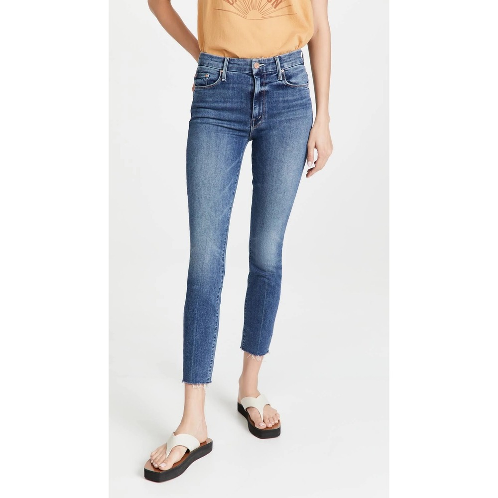 Mother High Waisted Looker Ankle Fray Jeans Walking On Coals 1411-104 Size 25
